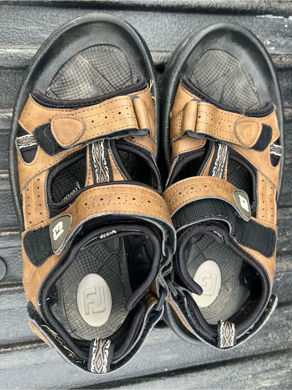 FootJoy FJ Mens Spikes Golf Sandals Brown Strap Open Toe 45493 Size 8M